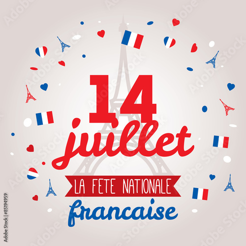 Greeting card design for The Bastille Day 14 july