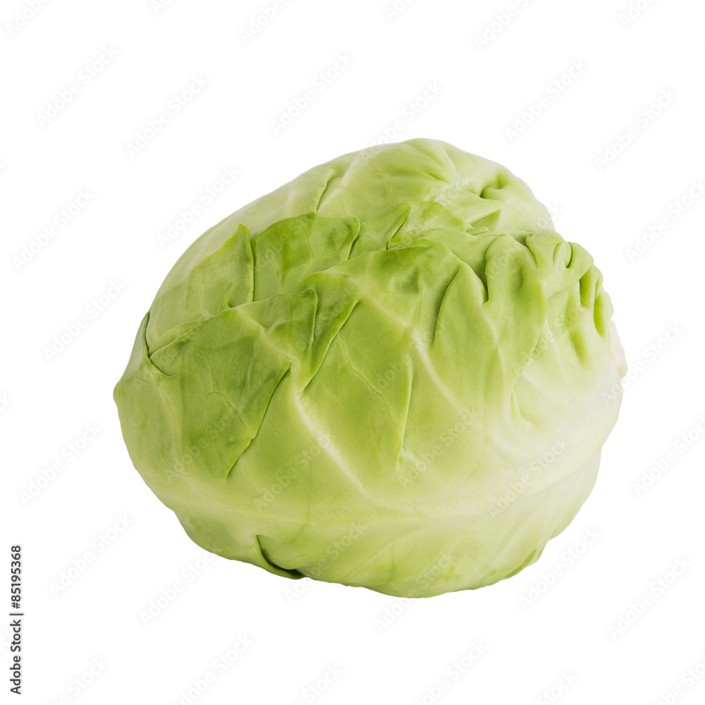 Fototapeta premium Green cabbage isolated over white 