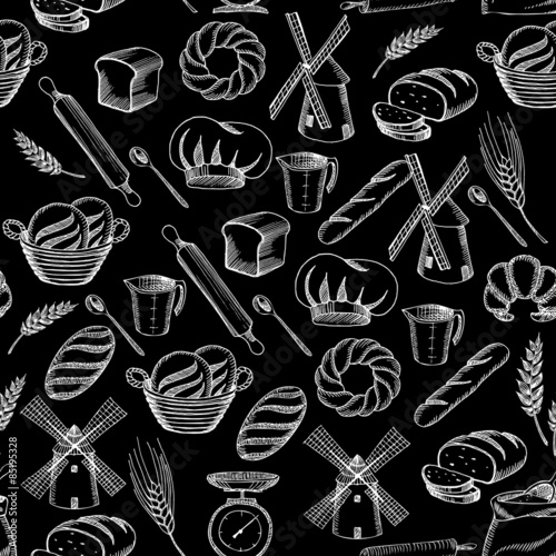 Seamless pattern background bakery package.