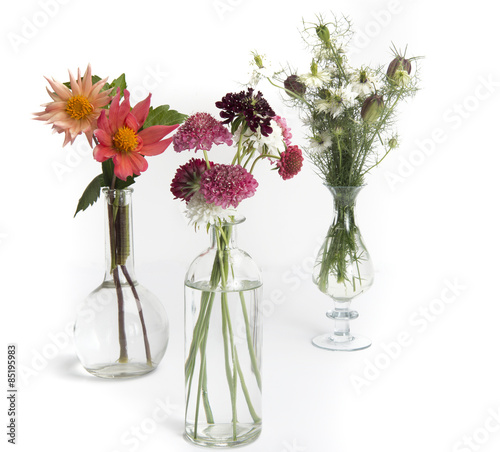 vases of summer flowers