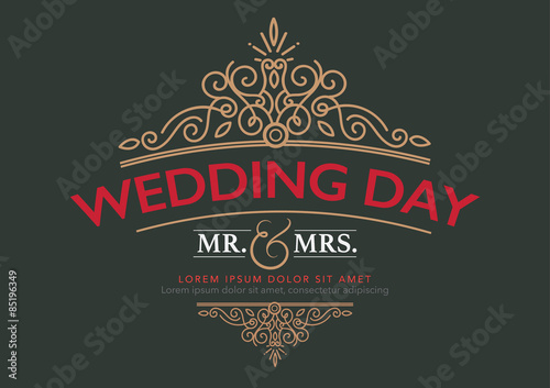 wedding card luxury template flourishes calligraphic elegant orn