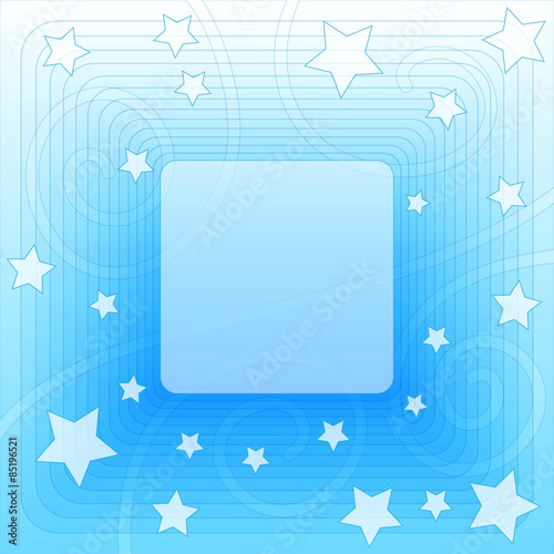 Blue background with stars and curls