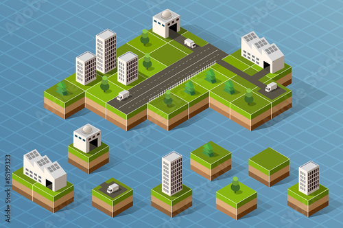 Set of isometric city