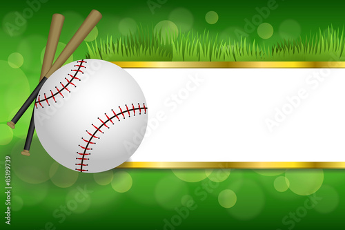 Green sport white baseball ball club gold strips frame