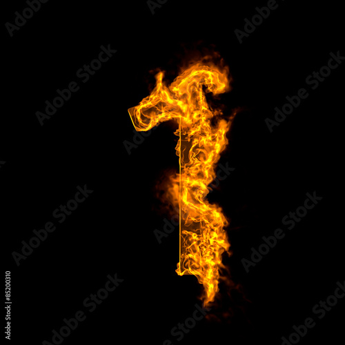Fire alphabet isolated on black