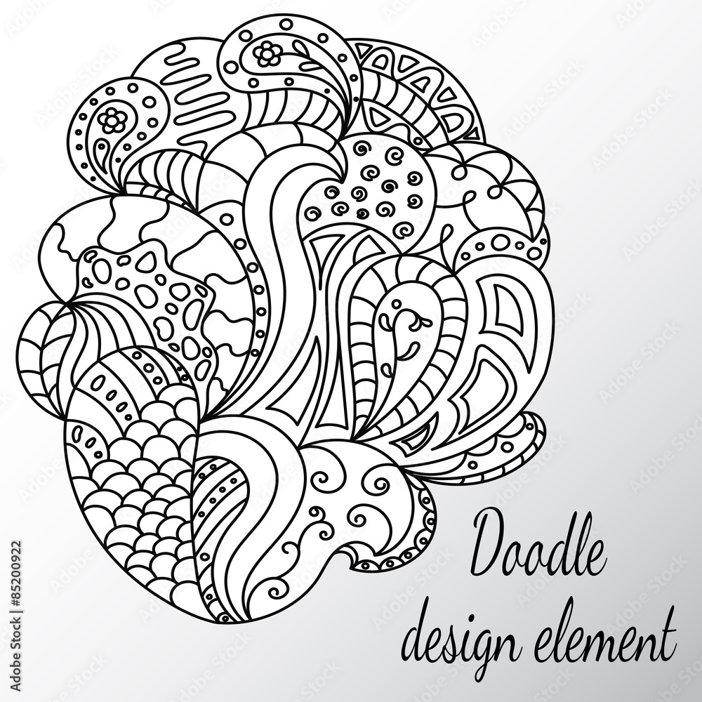 isolated black and white decor element style zentangle