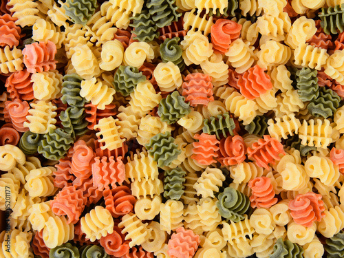 Tri-Color Radiatore Pasta Closeup photo