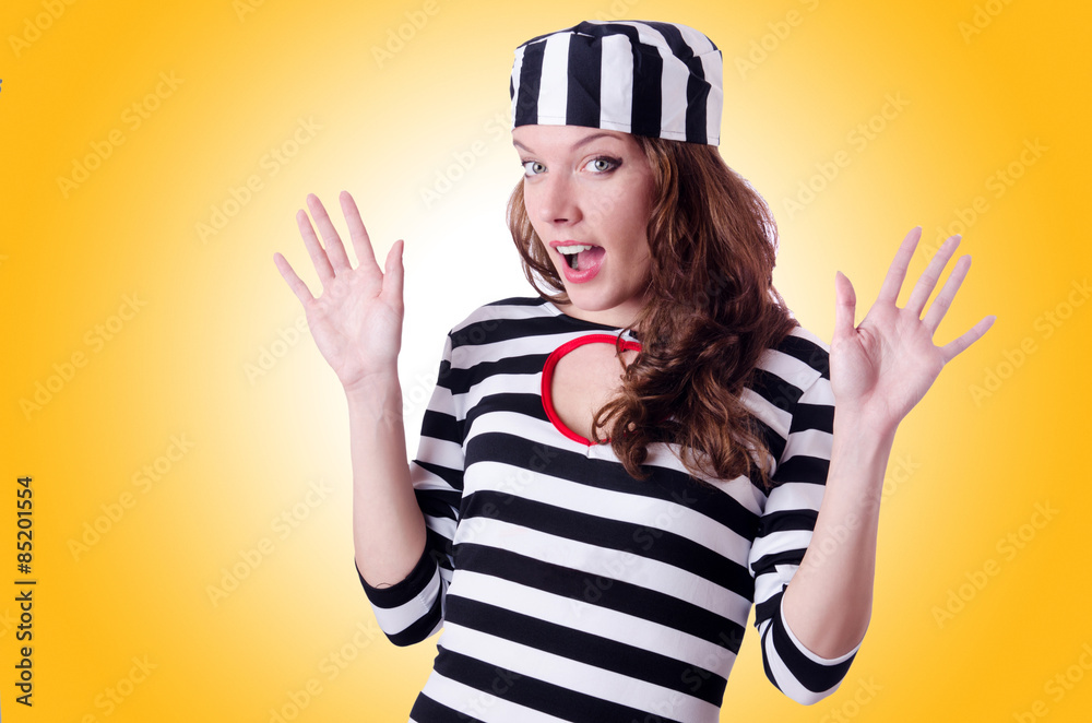 Convict criminal in striped uniform Convict criminal in striped uniform