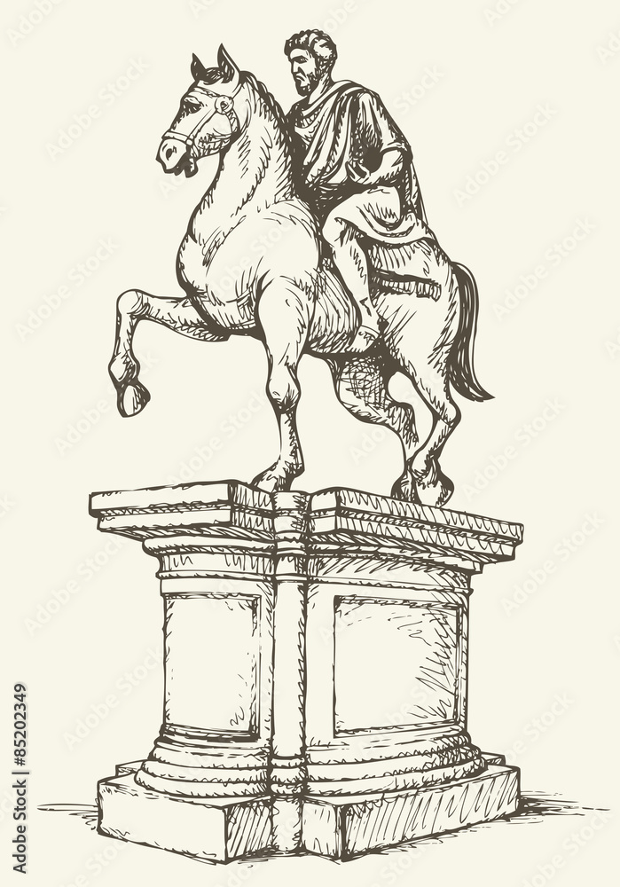 Statue of of Marcus Aurelius. Vector drawing