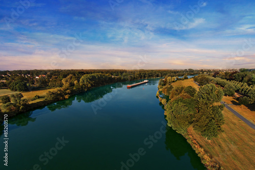arial view over the river