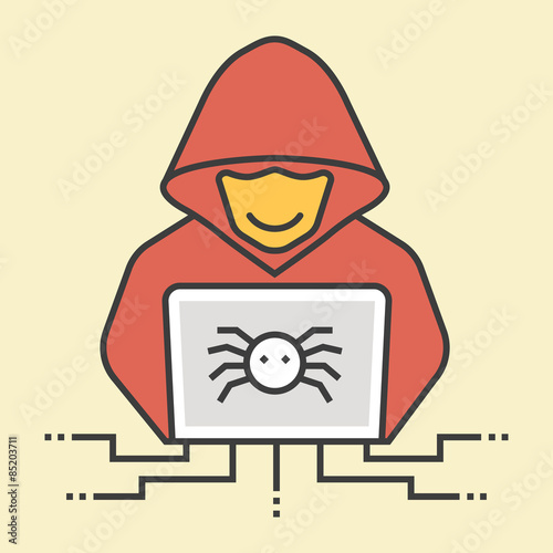 Colorful thin line hacker icon