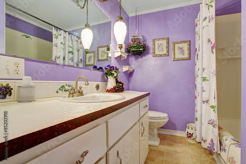 Lovely purple themed bathroom.