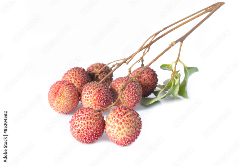 Lychee fruit on white background Lychee fruit on white background