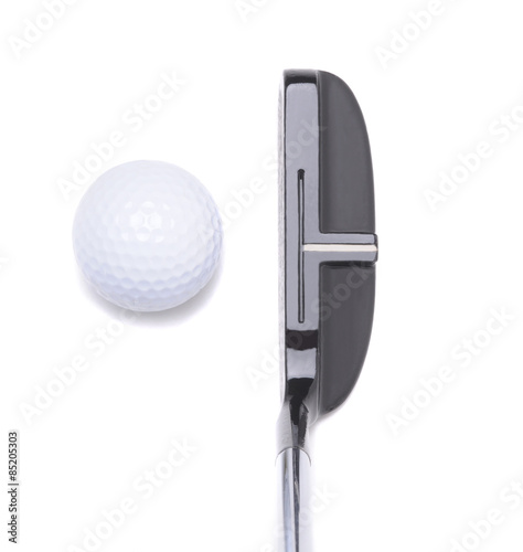 Photography Putter and Golf Ball on White