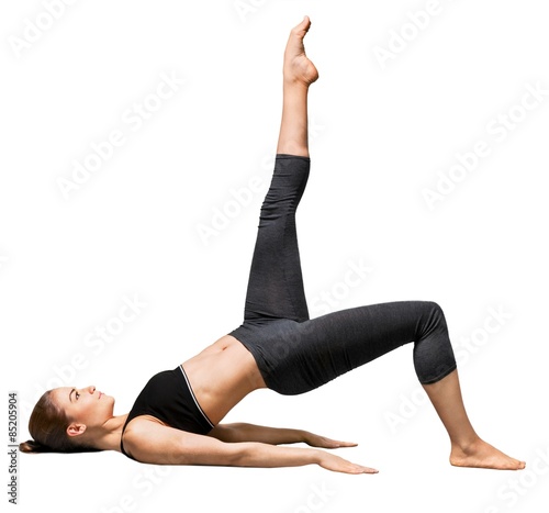 Yoga, woman, stretching.