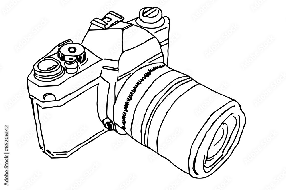 macchina fotografica reflex su sfondo bianco Stock Vector