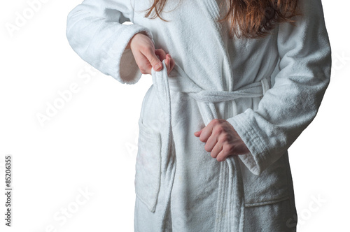 Woman in bath robe