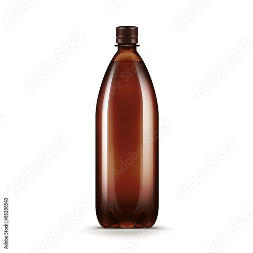 Vector Blank Brown Plastic Water Beer Kvass Bottle