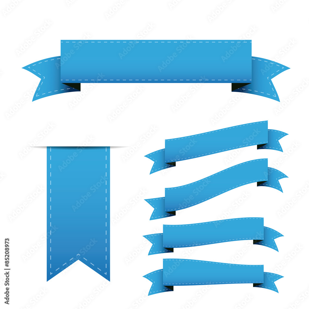 Blue ribbon vector set