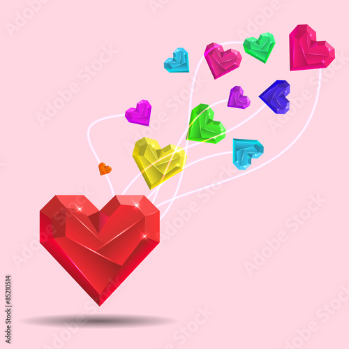 Abstract Valentine. Heart Gem. Vector