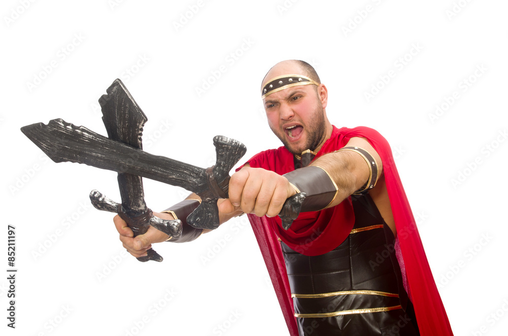 Gladiator with sword isolated on white Gladiator with sword isolated on white