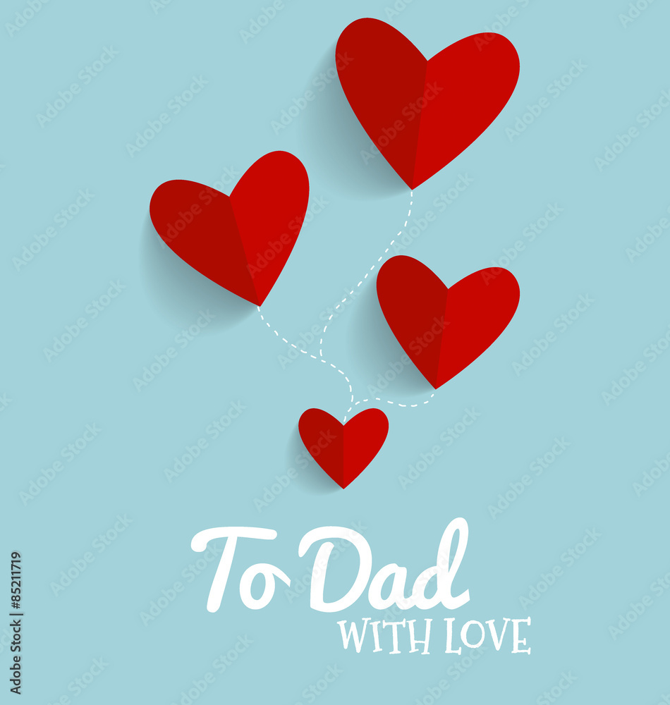 Happy fathers day card design with Red heart. Vector Illustratio Happy fathers day card design with Red heart. Vector Illustratio