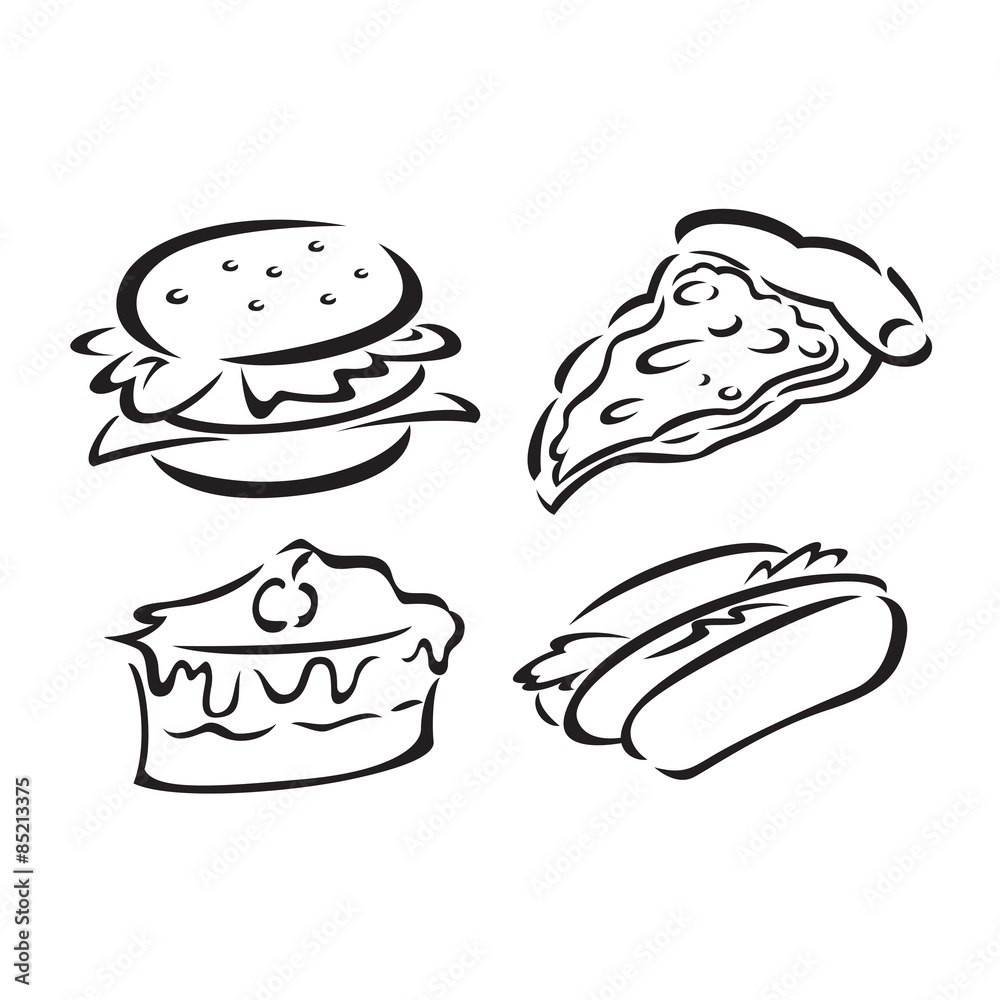 set of sketchy food icon