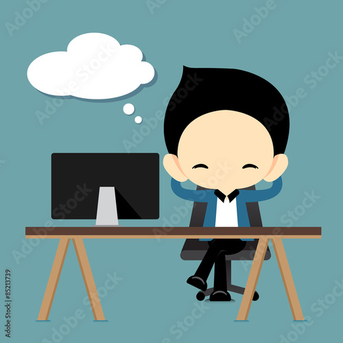 Businessman resting and dreaming-Vector Illustration
