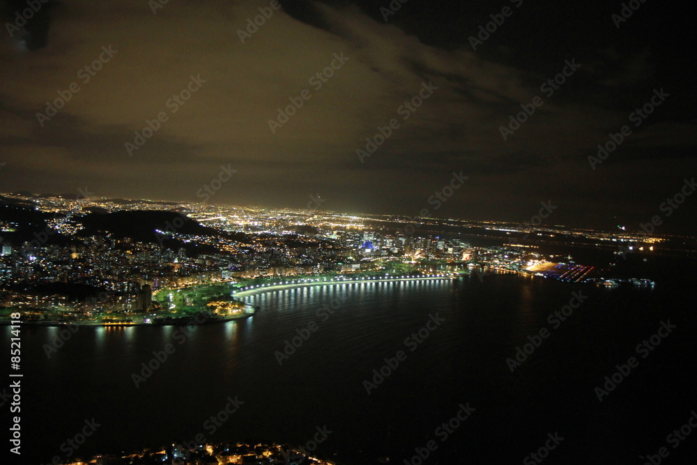 Photo of the city at night taken during sightseeing on Sugarloaf mountain in Rio de Janeiro, Brazil.