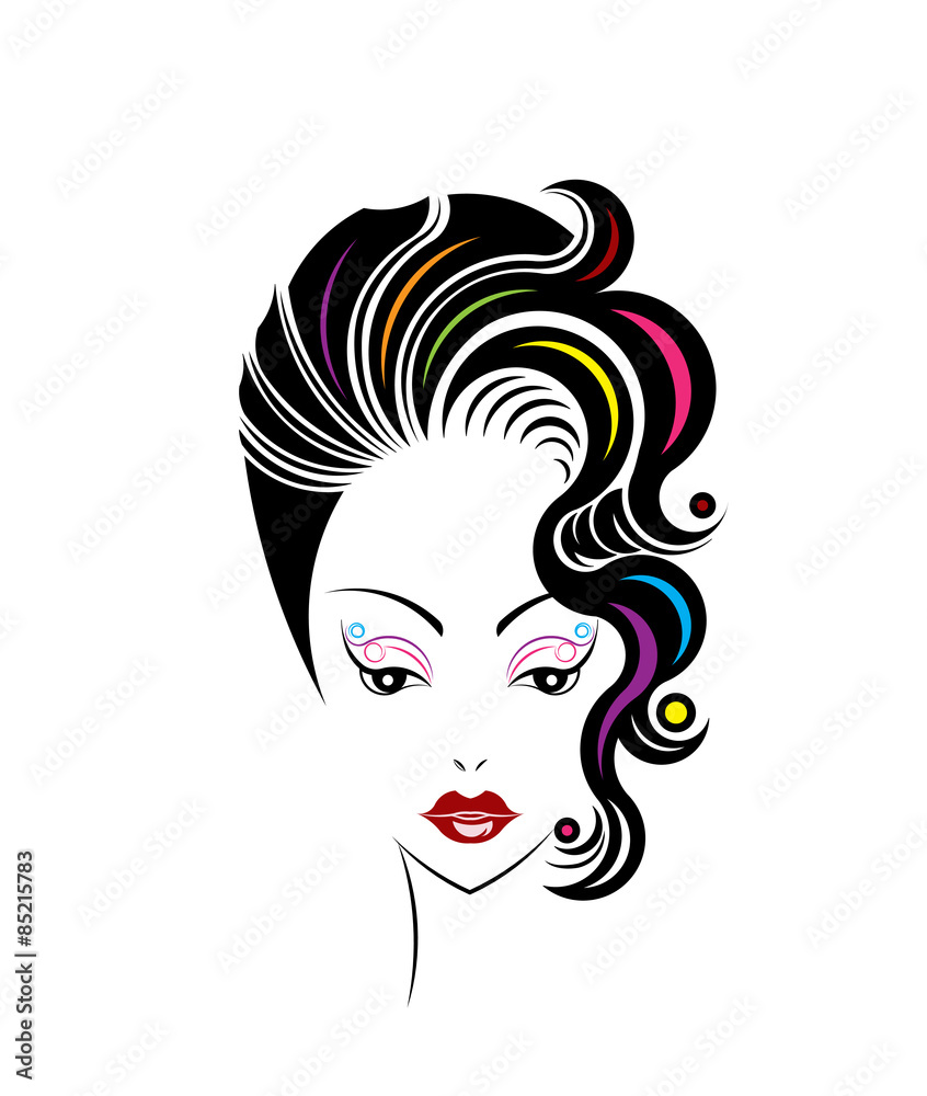 Short hair style icon, logo women face Short hair style icon, logo women face