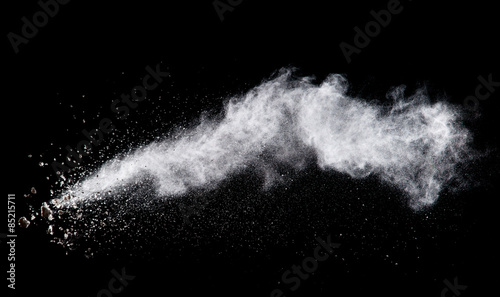 Flour on black background