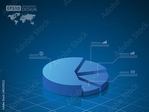 3d pie chart graph. vector illustration.