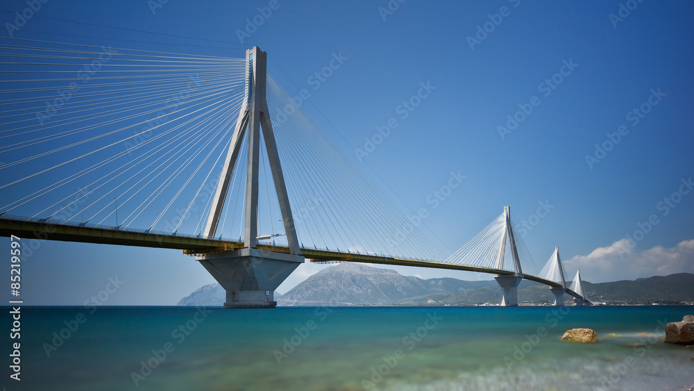 Fototapeta premium Bridge connecting Peloponnese peninsula with western mainland Greece.