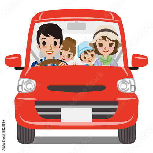 Family Car Driving - Front view