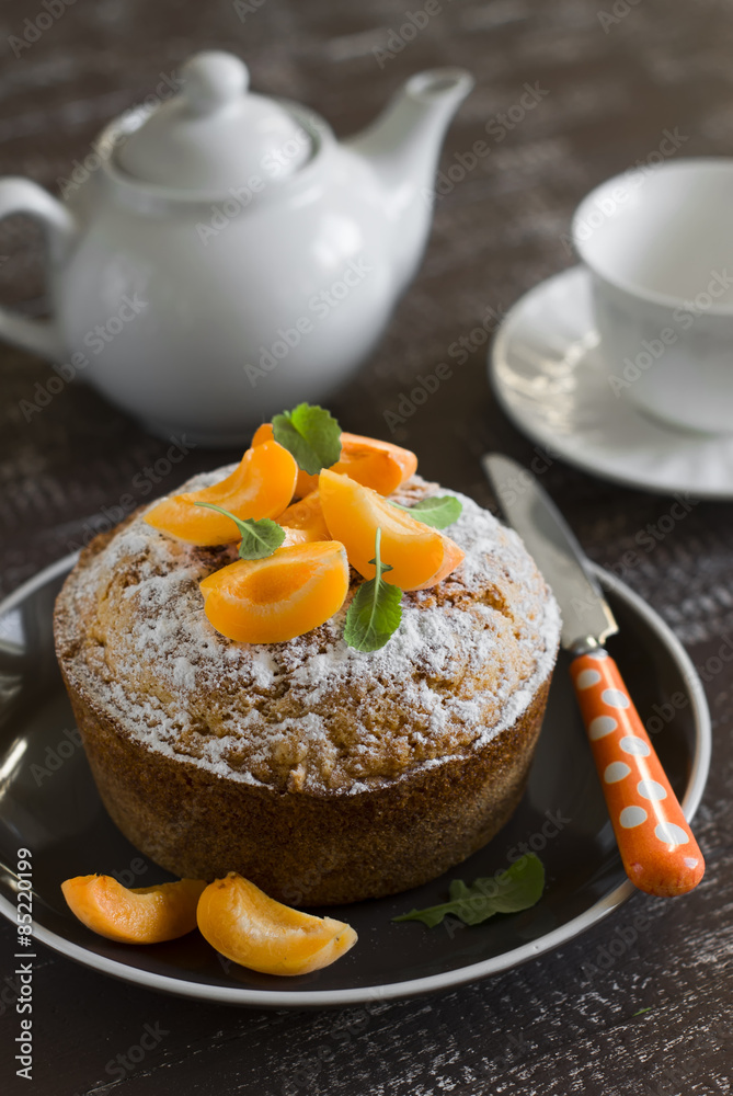 simple cake decorated with apricots