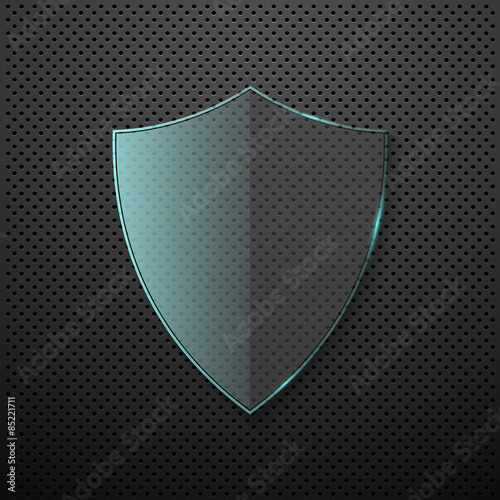 Metal background with glass shield. Vector