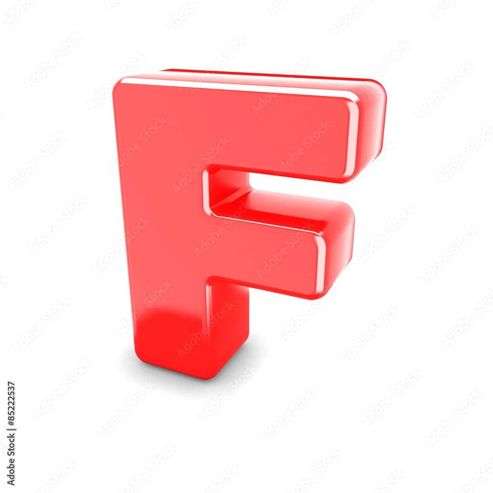 3d red metal letter F isolated white background 3d red metal letter F isolated white background