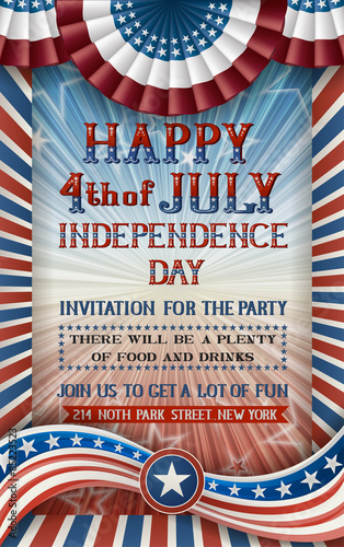 Greeting card for fourth of july holiday. EPS 10 contains transparency