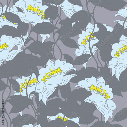 Elegance Seamless pattern with flowers ornament, vector floral illustration in vintage style