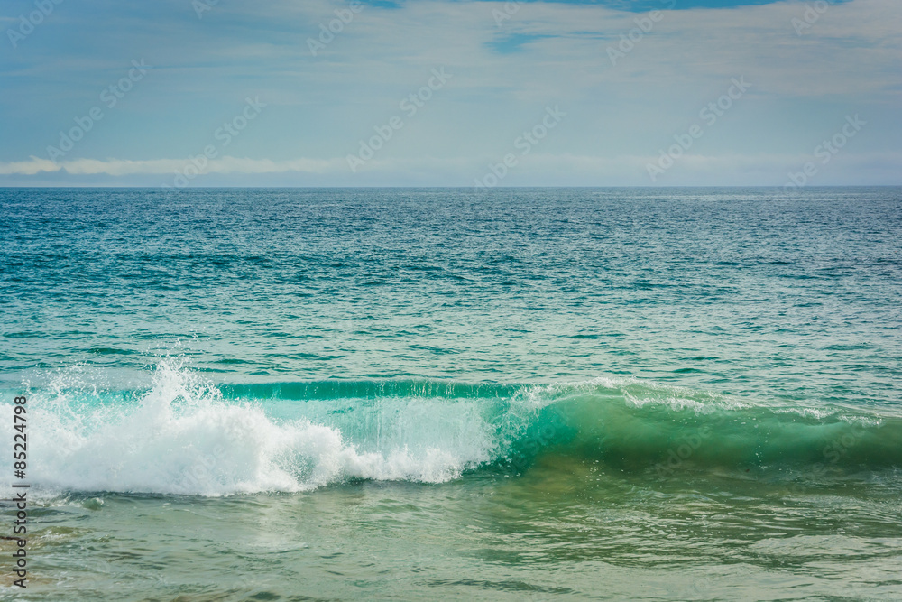 Wave in the Pacific Ocean, seen at Newport Beach, California.