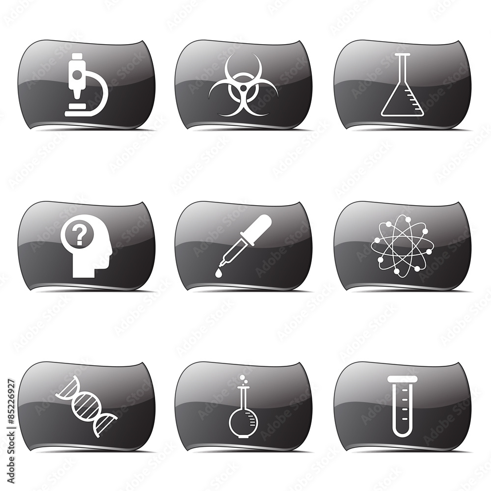Science Instruments Black Vector Button Icon Design Set