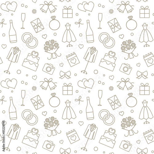 Wedding related vector seamless pattern background 1
