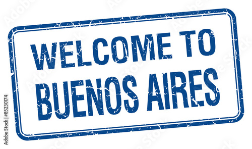 welcome to Buenos Aires blue grunge square stamp