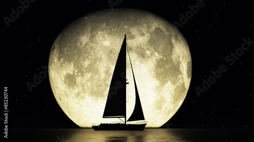 sailboat and the moon