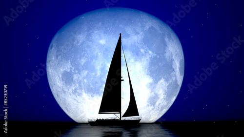 sailboat and the moon