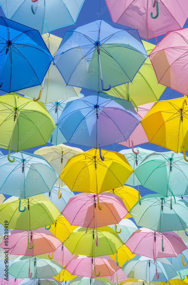 Multicolored Umbrella decorations.