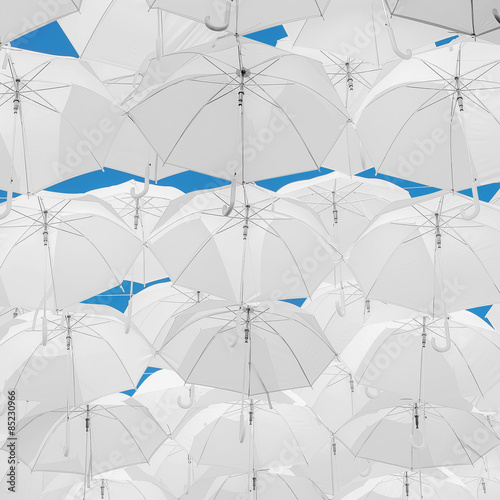 White Umbrella decorations.