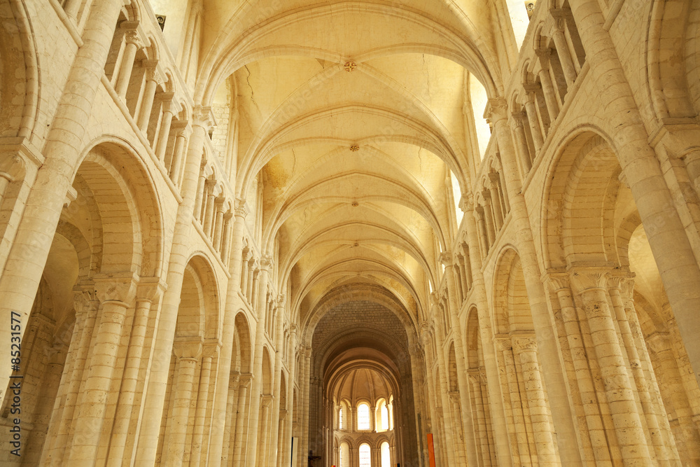 Medieval Saint Georges de Boscherville Abbey in Normandy, France