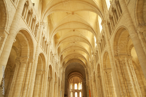 Fotografiet Medieval Saint Georges de Boscherville Abbey in Normandy, France