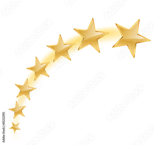 vector illustration of golden stars flying on white